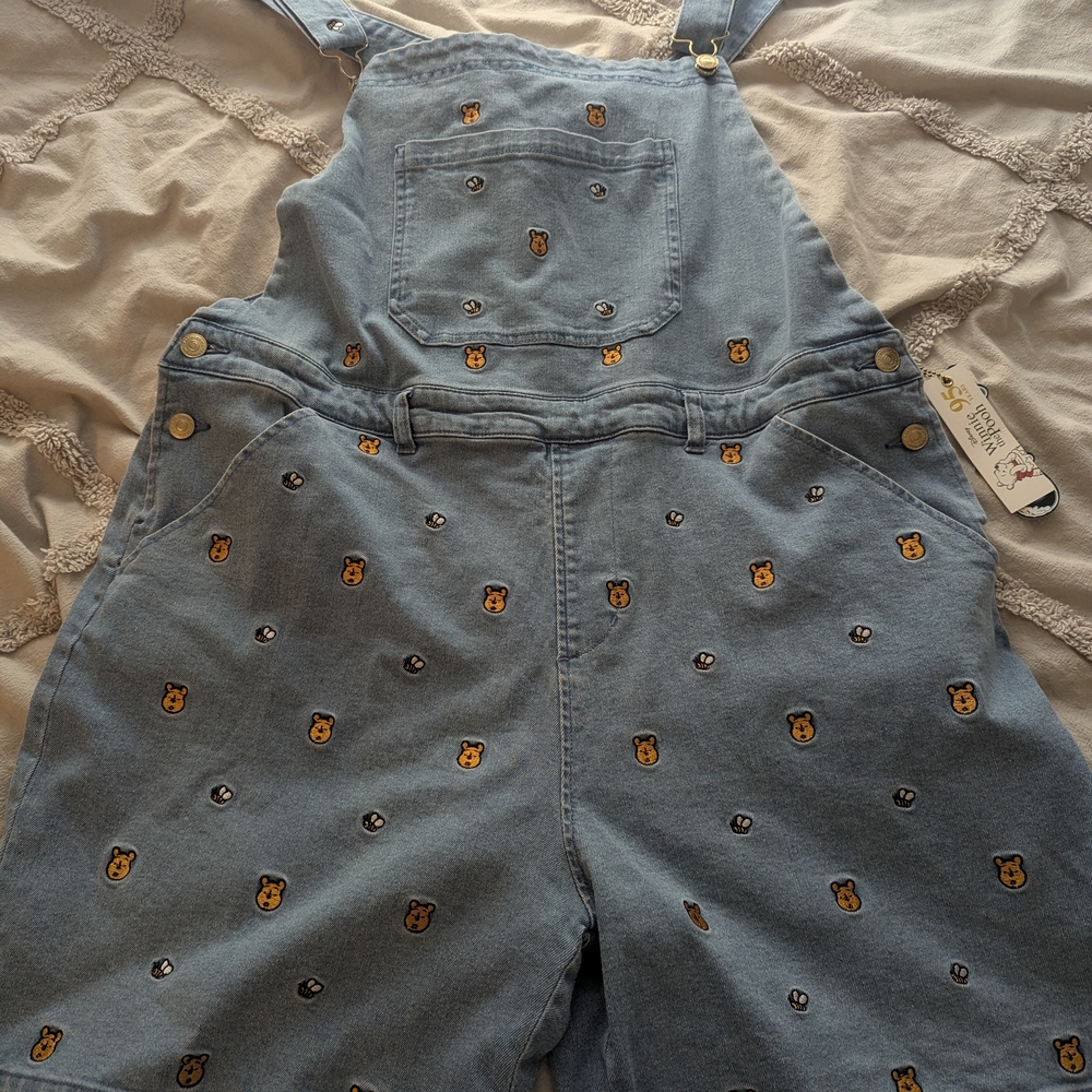 Disney Winnie the Pooh Blue womens Denim Overalls